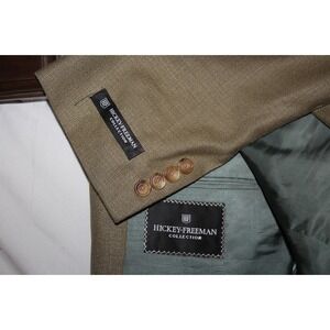 HICKEY FREEMAN 48L OAKBROOK SILK WOOL GREEN SPORT COAT 2B 1-VENT